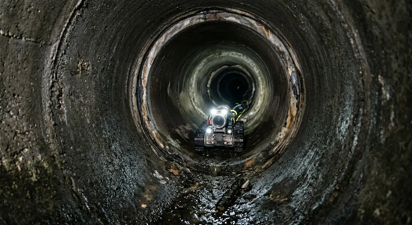 Robotic sewer camera inspecting pipe interior for Drain Snake Service in Tittabawassee